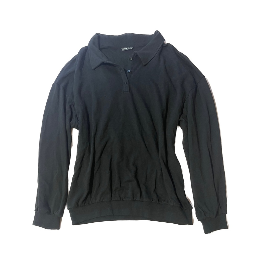 grunge oversized polo button knit long sleeve